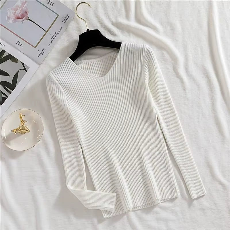 Casual Long Sleeve Knitted Pullover 2025 Autumn Winter Women Sweaters Femme Basic Solid Jersey Tops Fashion Clothes